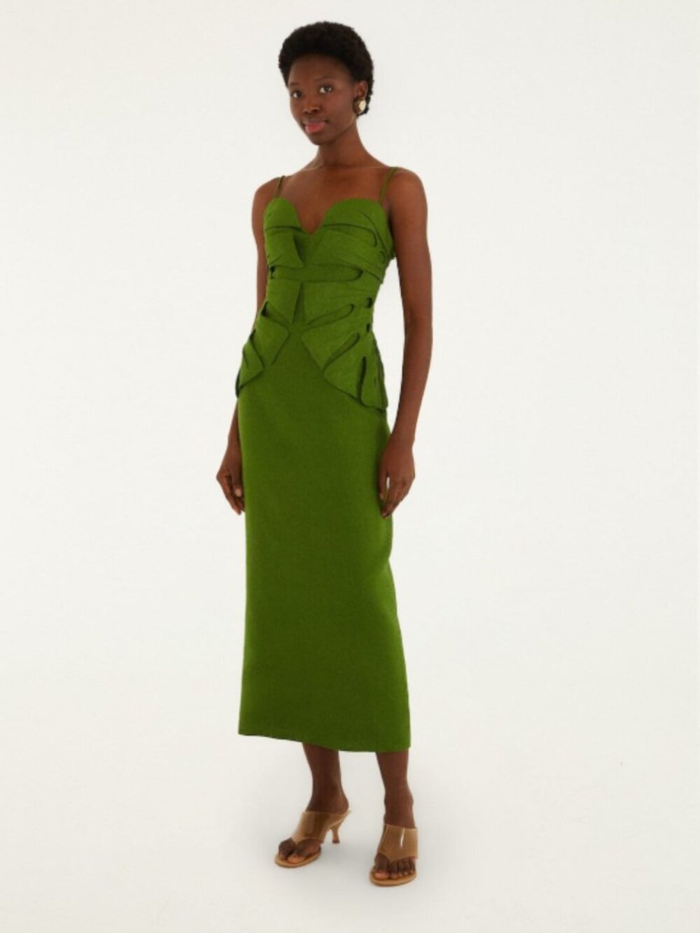 NWT - Farm Rio Linen Monstera Leaf Midi Dress - Medium